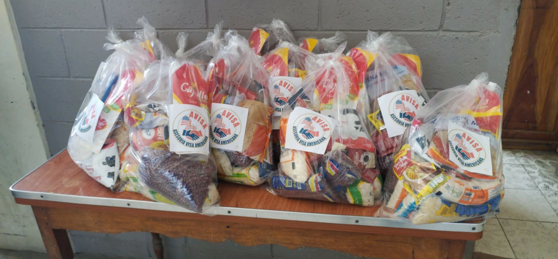 Close-up of one food support package